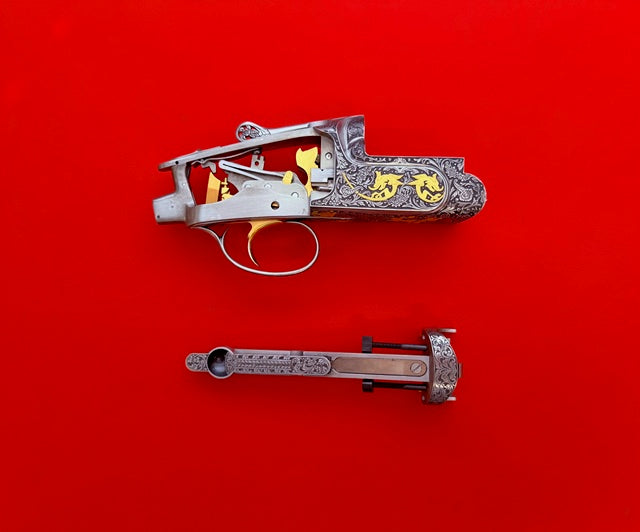 PERAZZI MX8 SCO GOLD RECEIVER, TRIGGER & FOREND IRON - PREOWNED